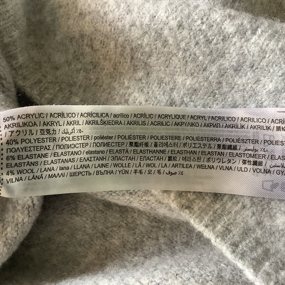 MNG Womens Gray Sweater Acrylic Wool Rolled Edge Neckline Size S - Picture 8 of 8